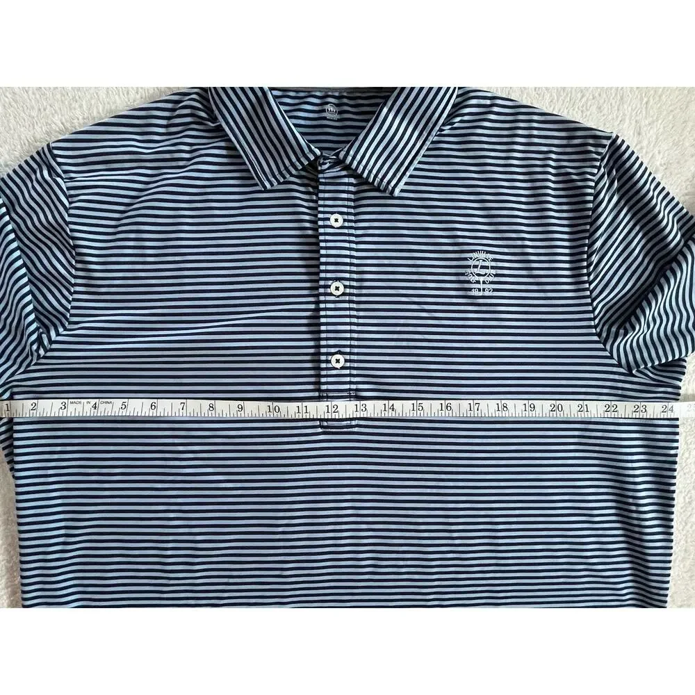Ralph Lauren RLX Polo Shirt Mens XL Blue Striped Linville Golf Club NC Wicking